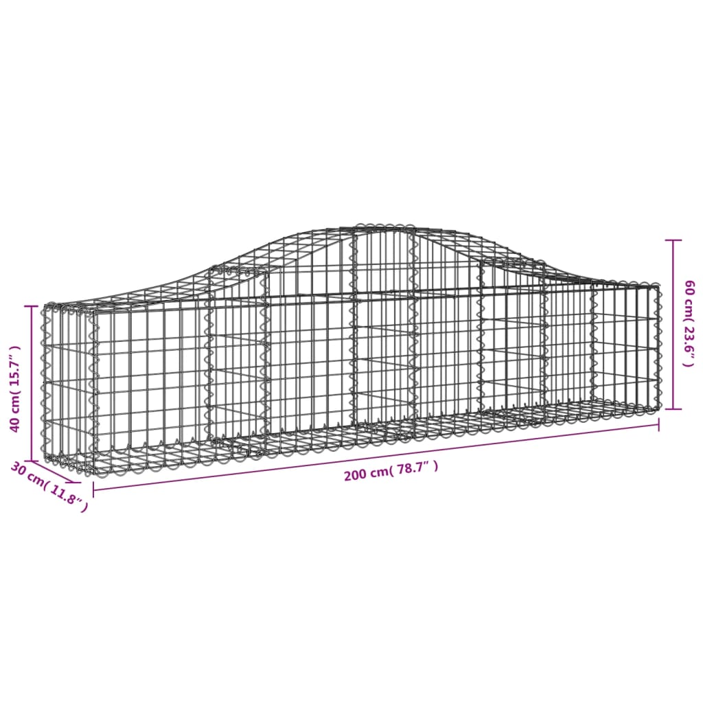 Arched Gabion Baskets 13 pcs 78.7"x11.8"x15.7"/23.6" Galvanized Iron