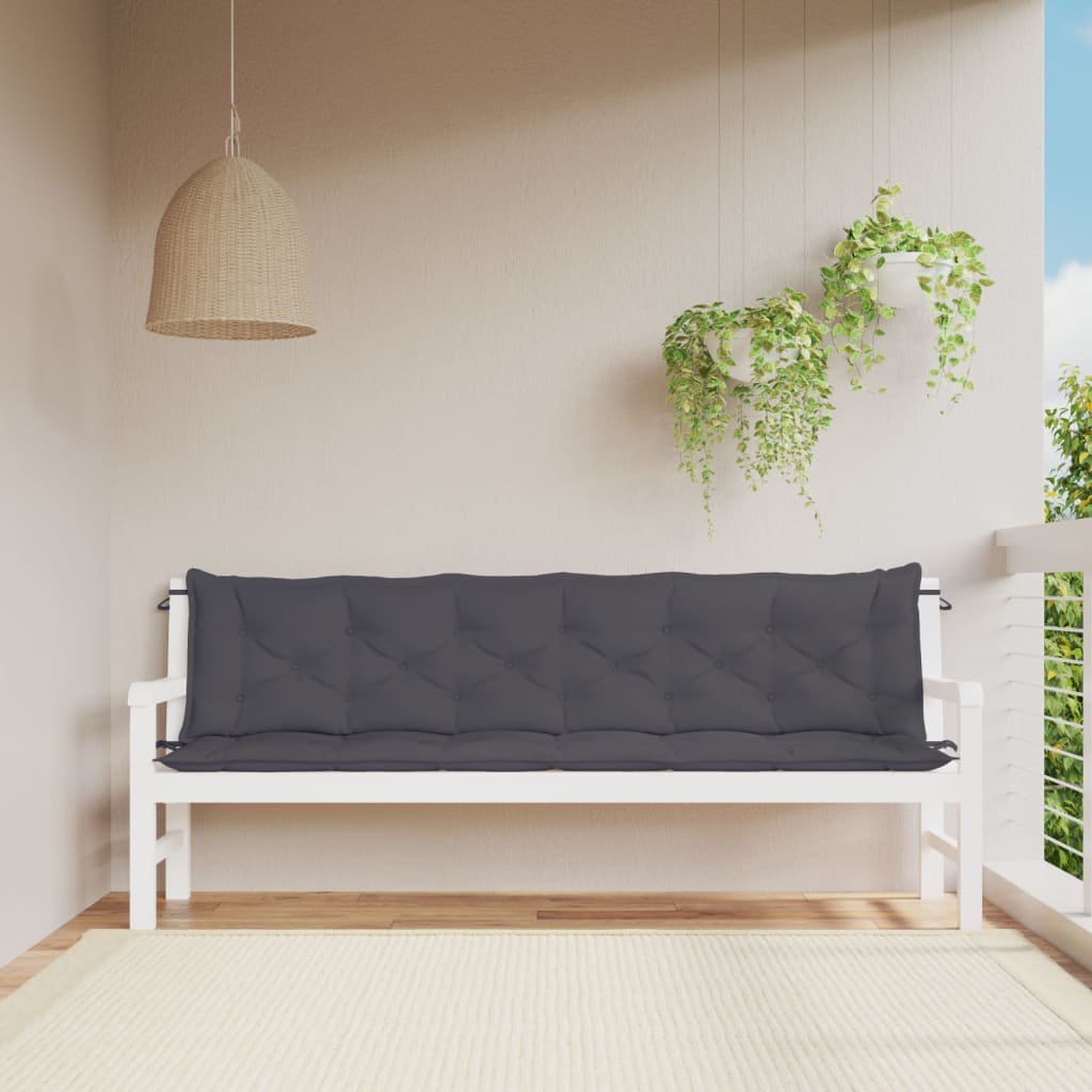 Garden Bench Cushions 2pcs Black Check Pattern 39.4"x19.7"x2.8" Fabric