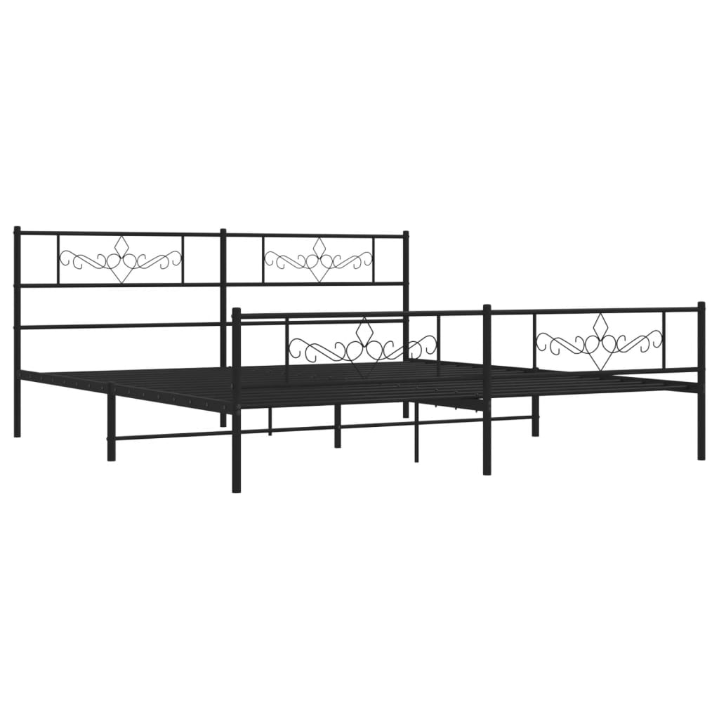 Metal Bed Frame without Mattress with Footboard Black 76"x79.9"