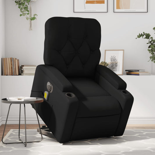 Electric Stand up Massage Recliner Chair Black Faux Leather