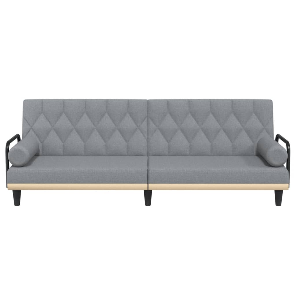 Sofa Bed with Armrests Light Gray Fabric