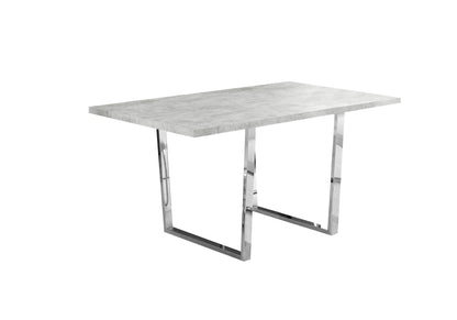 59" Gray And Silver Metal Sled Base Dining Table