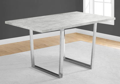 59" Gray And Silver Metal Sled Base Dining Table