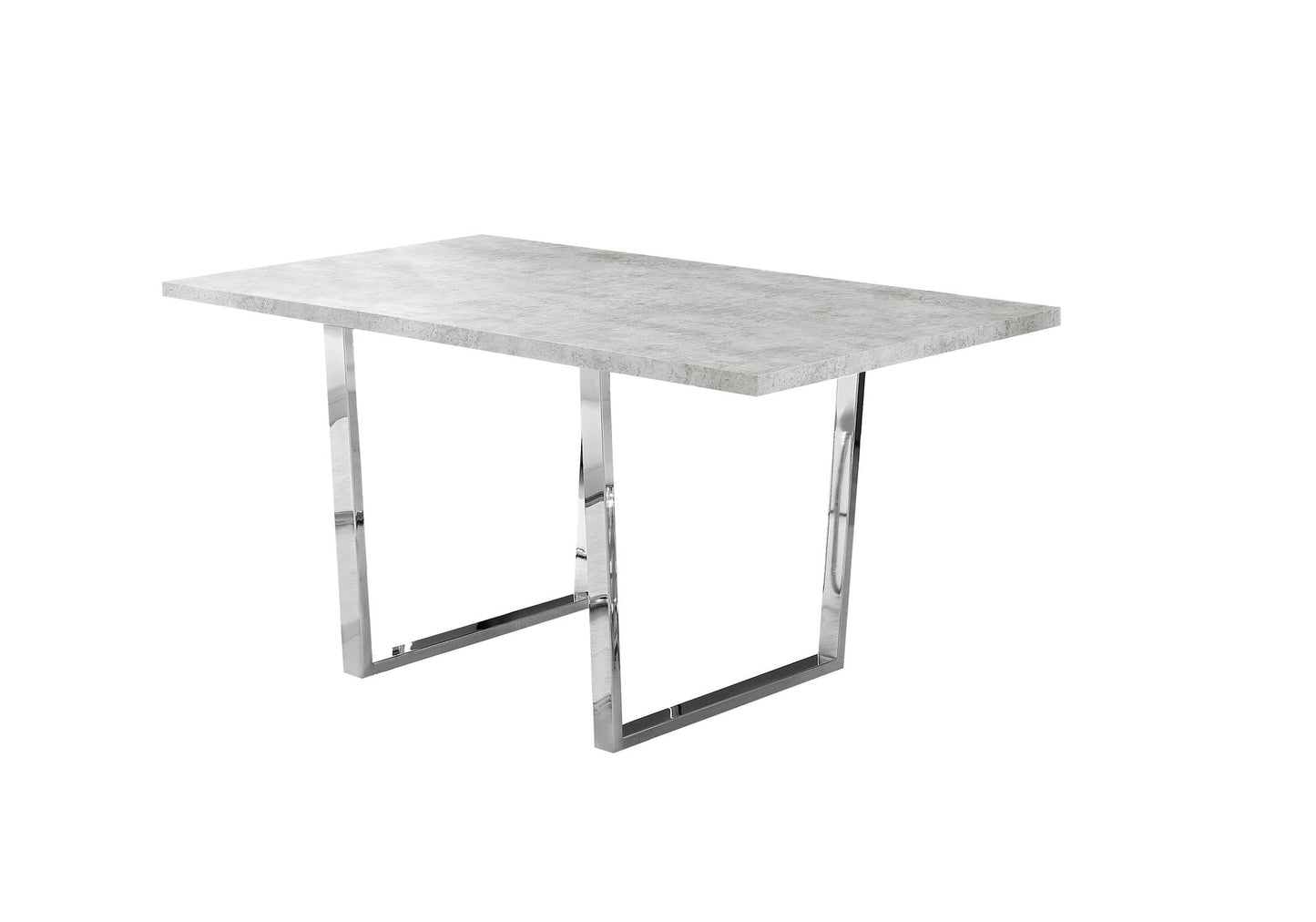 59" Gray And Silver Metal Sled Base Dining Table