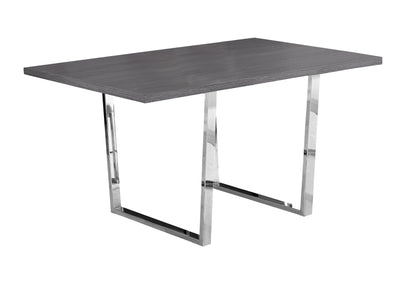 59" Gray And Silver Metal Sled Base Dining Table