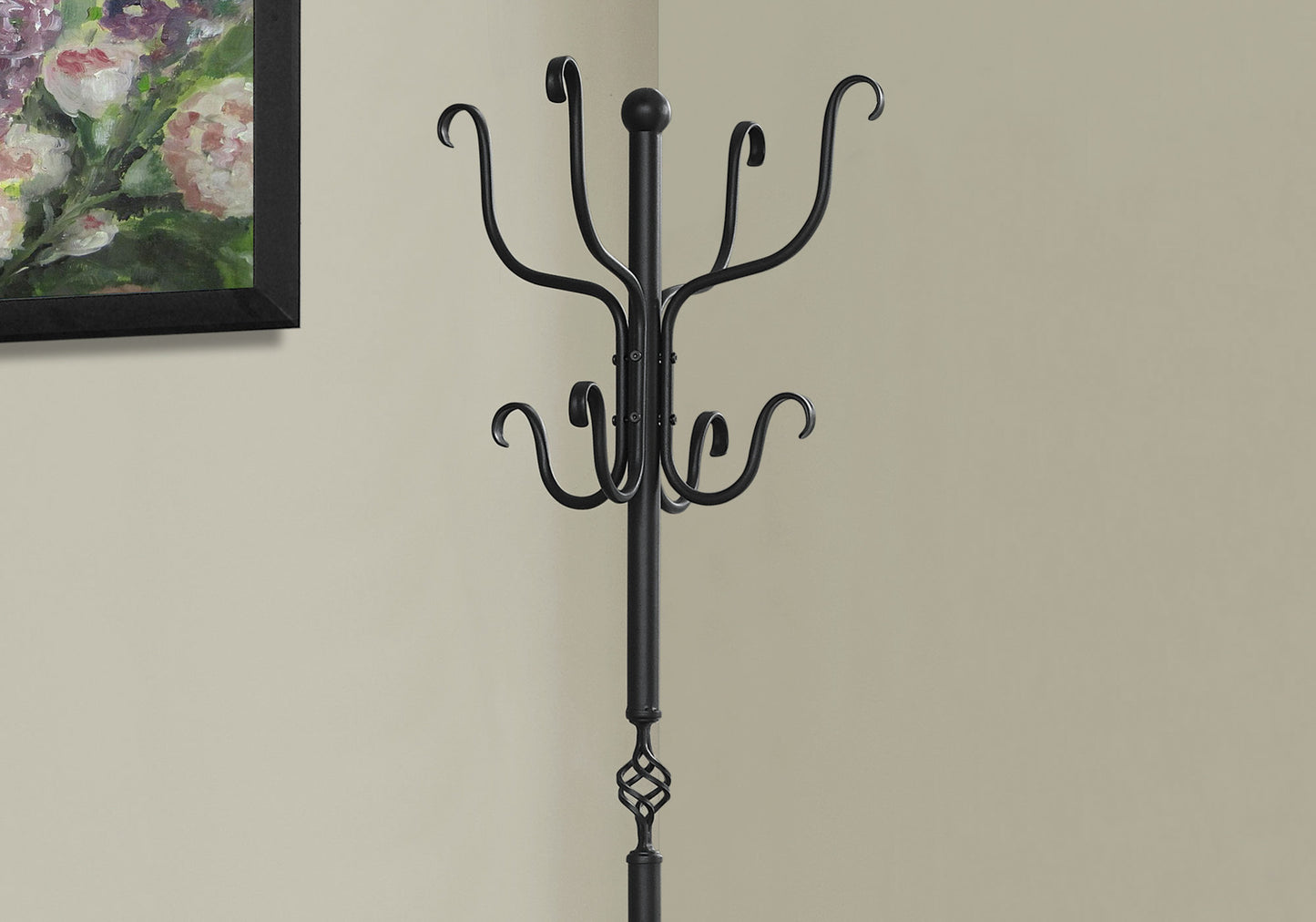 21" X 21" X 74" Black  Metal  Coat Rack