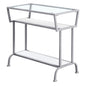 24" Clear and Silver Glass Console Table With Shelves