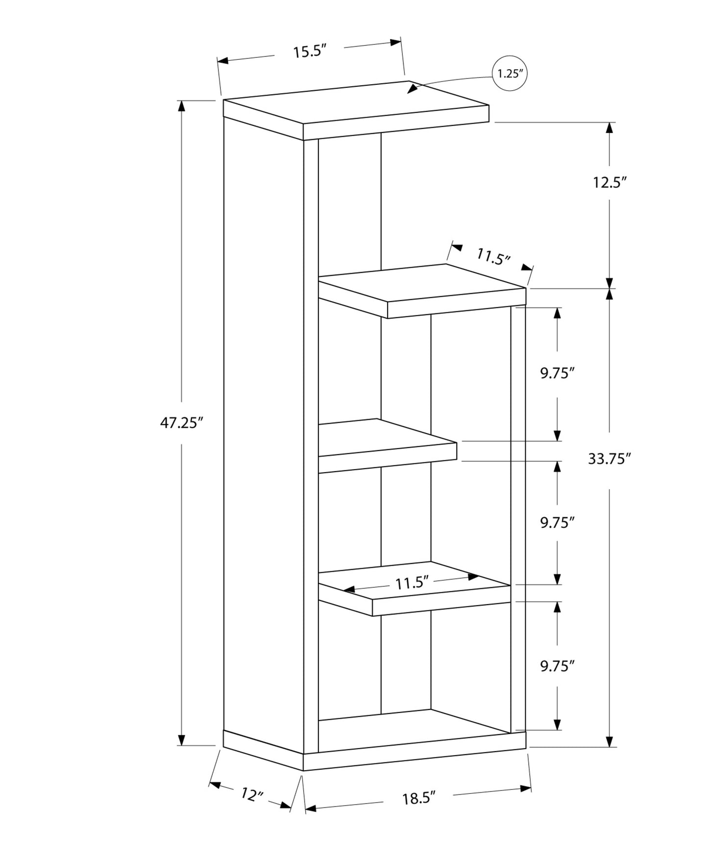 47" Dark Taupe Wood Etagere Bookcase