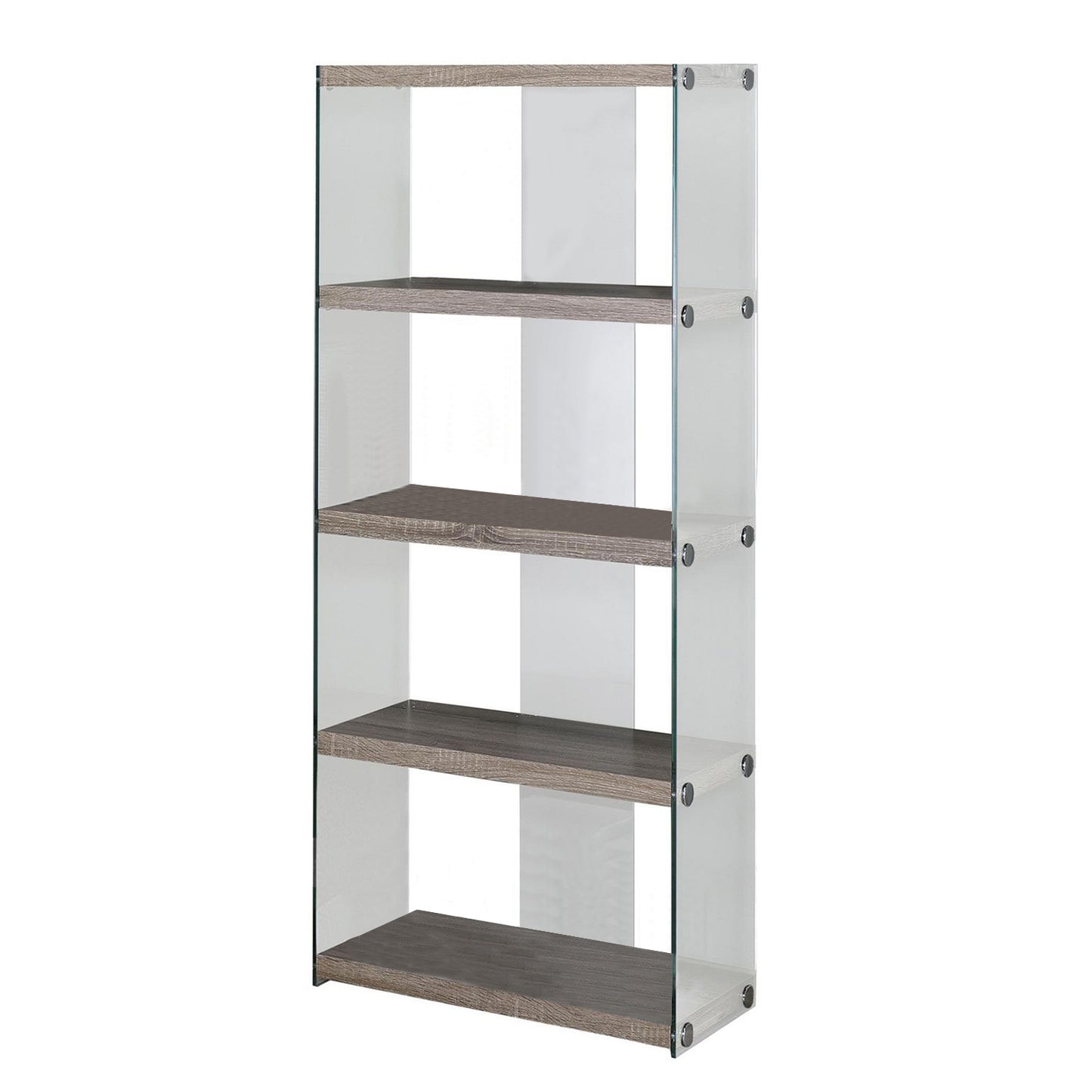 59" White Glass Four Tier Etagere Bookcase