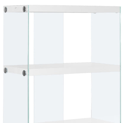 59" White Glass Four Tier Etagere Bookcase