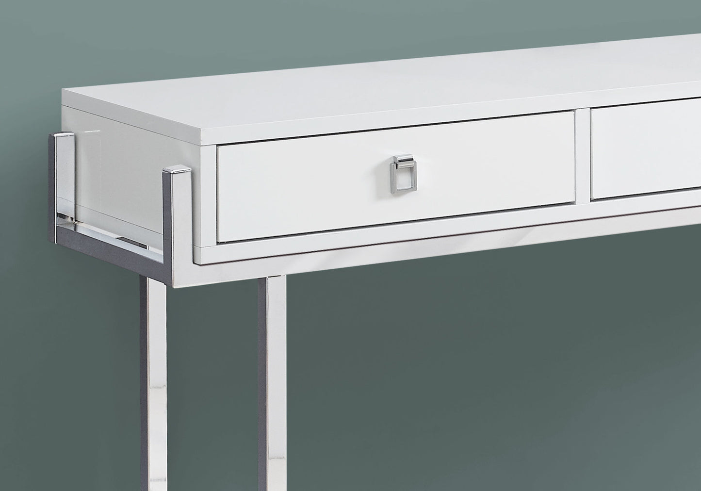 48" White and Silver Console Table And Drawers