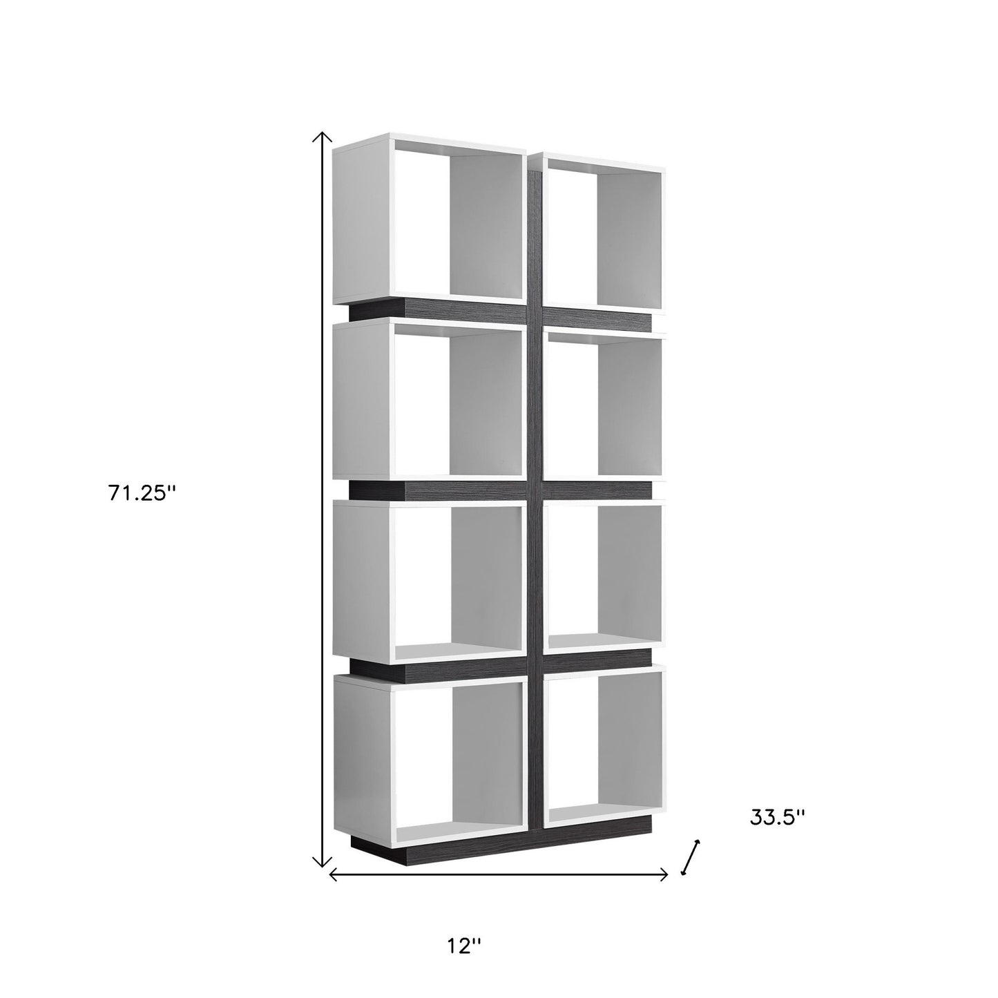 71" White Wood Eight Tier Cube Bookcase