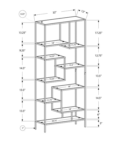 72" White Metal and Glass Nine Tier Etagere Bookcase