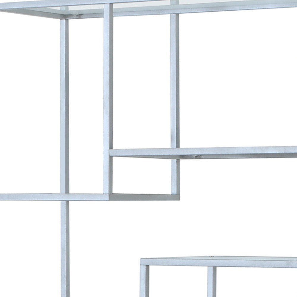 72" White Metal and Glass Nine Tier Etagere Bookcase