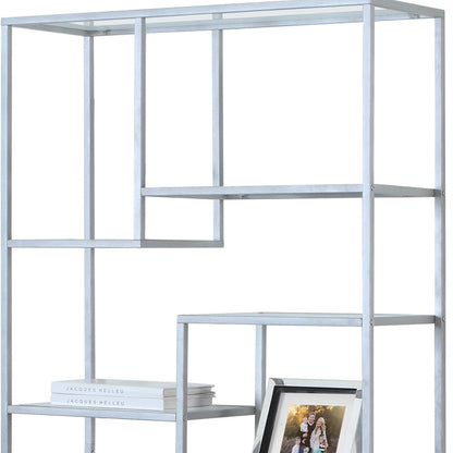 72" White Metal and Glass Nine Tier Etagere Bookcase