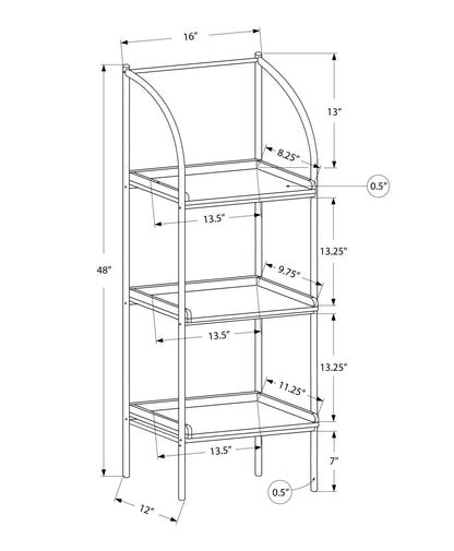 48" Taupe Metal Etagere Bookcase