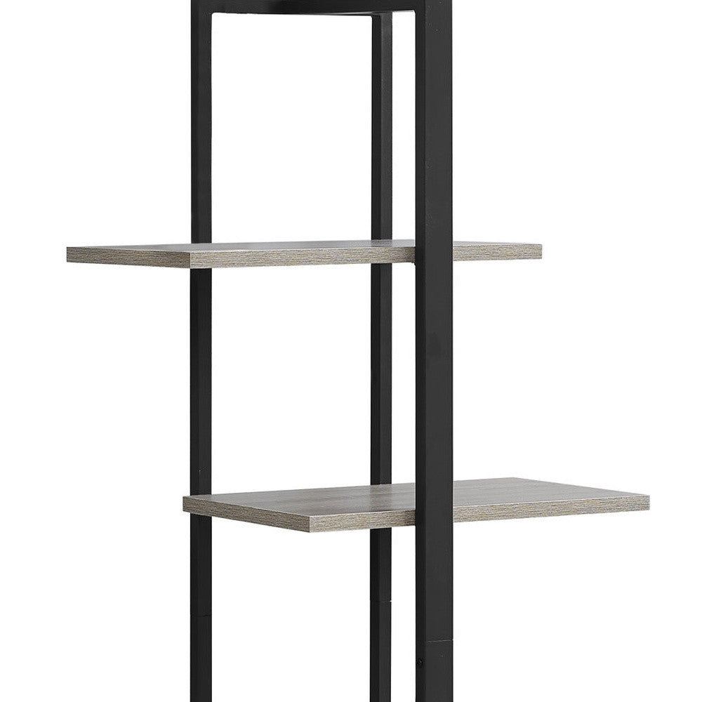 60" Taupe Metal Etagere Bookcase