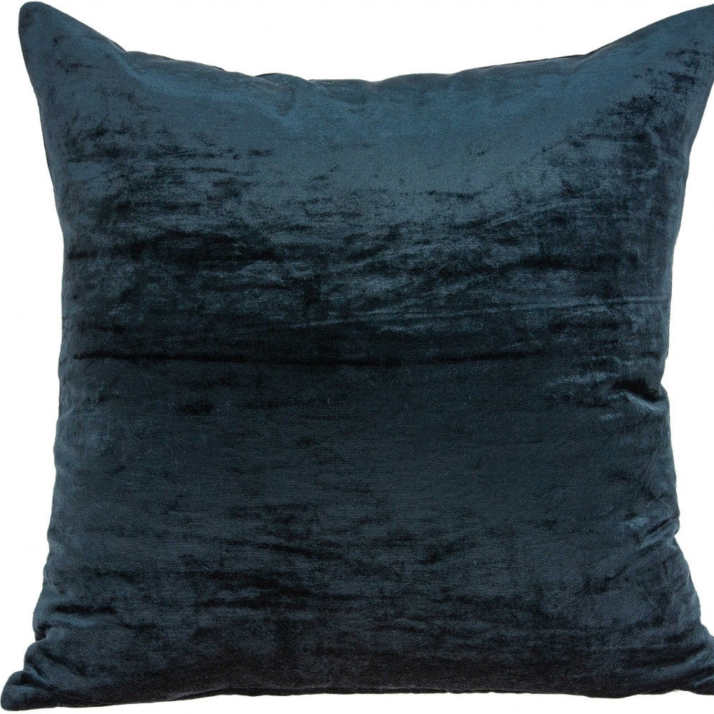 18" X 7" X 18" Transitional Dark Blue Solid Pillow Cover With Poly Insert