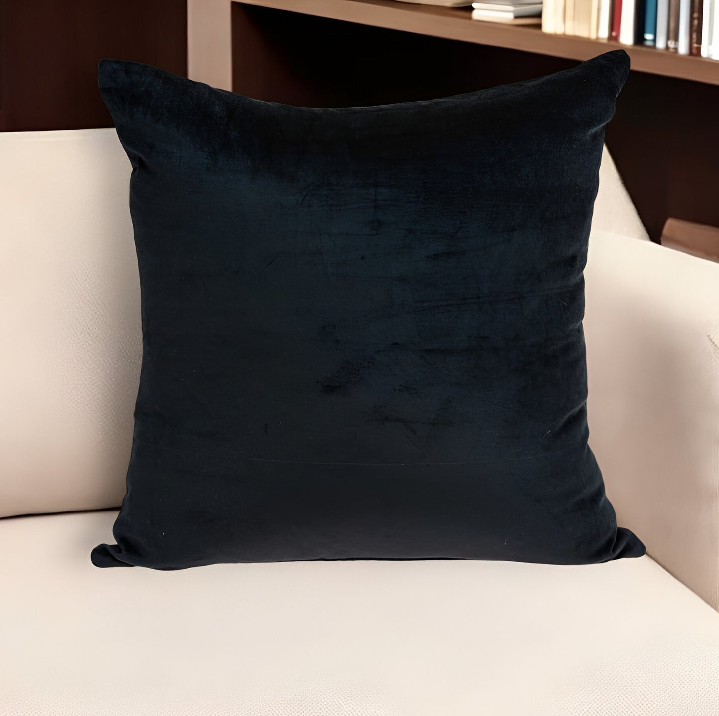 18" X 7" X 18" Transitional Black Solid Pillow Cover With Poly Insert