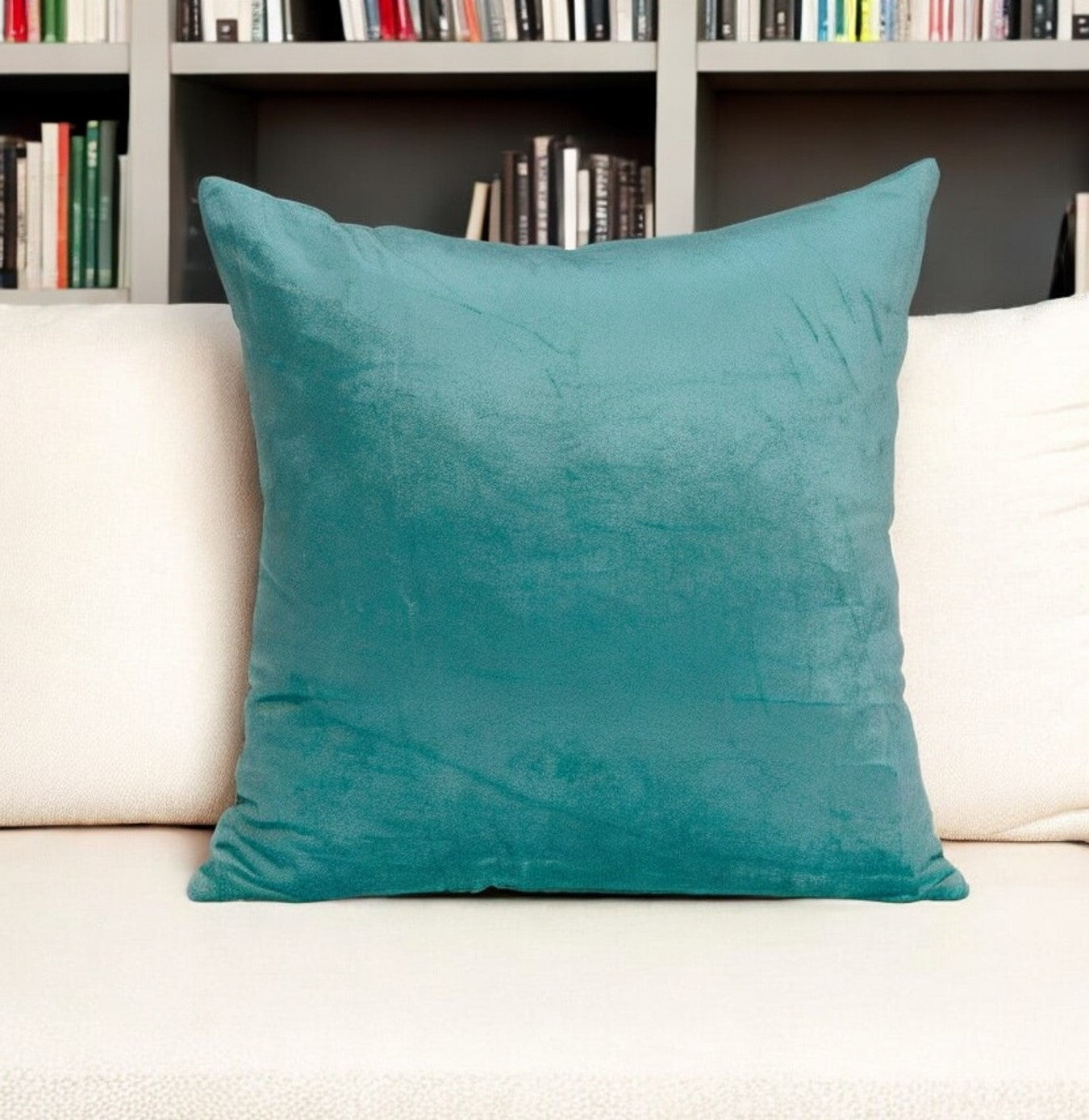 18" X 7" X 18" Transitional Aqua Solid Pillow Cover With Poly Insert