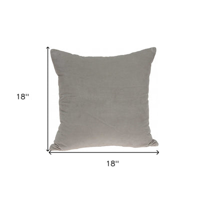 18" X 7" X 18" Transitional Gray Solid Pillow Cover With Poly Insert