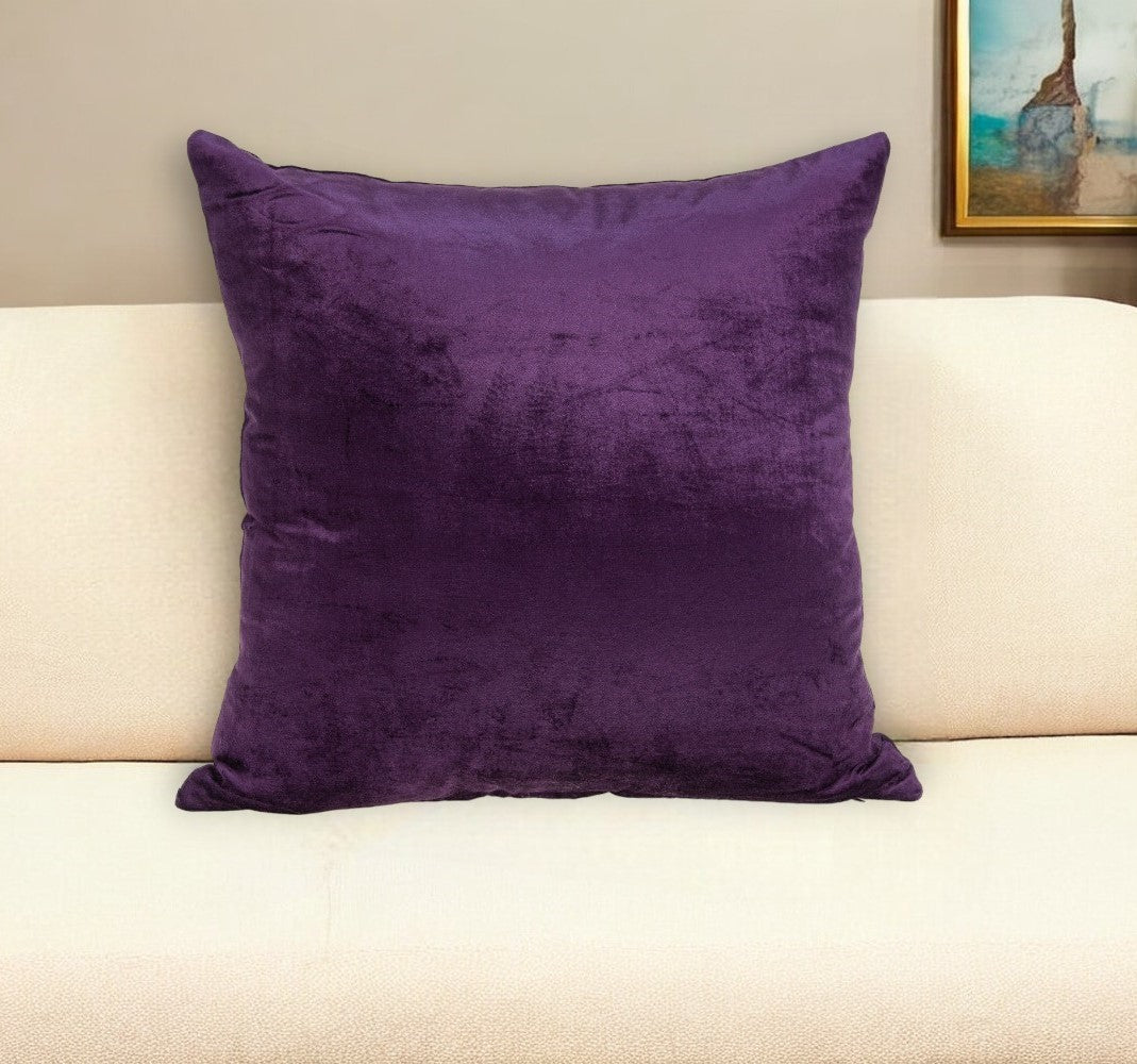 20" X 7" X 20" Transitional Purple Solid Pillow Cover With Poly Insert