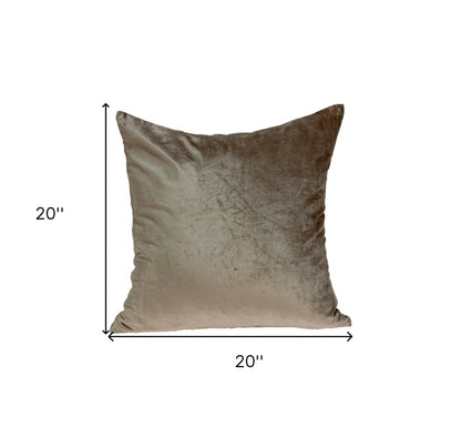 20" Taupe Cotton Blend Throw Pillow