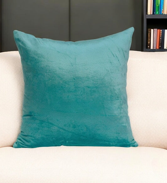 20" X 7" X 20" Transitional Aqua Solid Pillow Cover With Poly Insert