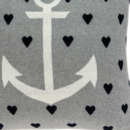 Casual Square Grey Nautical Anchor Accent Pillow