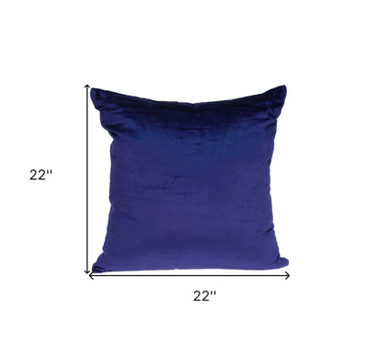 22" Royal Blue Cotton Blend Throw Pillow