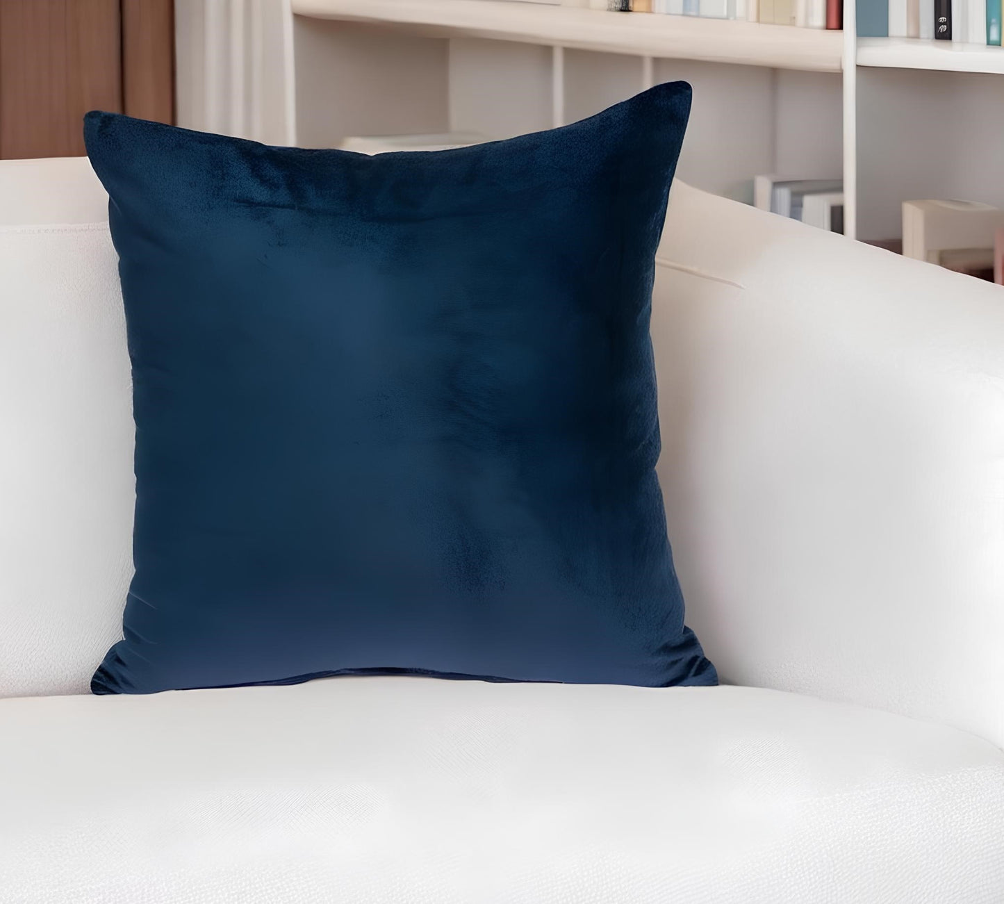 22" X 7" X 22" Transitional Navy Blue Solid Pillow Cover With Poly Insert