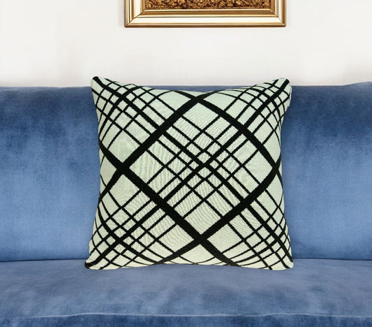 20" Black and White Cotton Throw Pillow