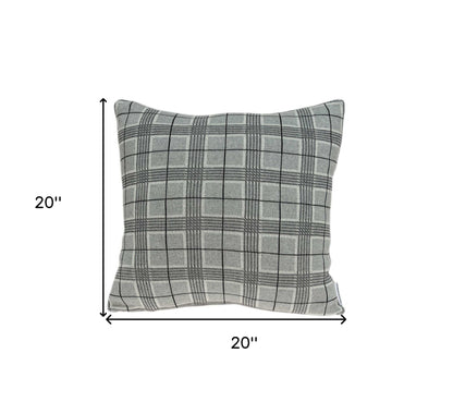 20" X 7" X 20" Transitional Gray Accent Pillow Cover With Poly Insert