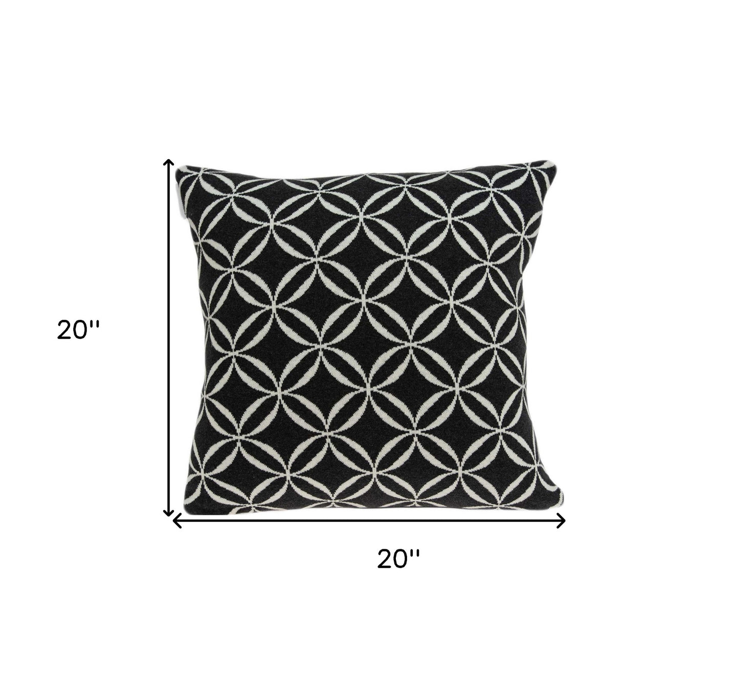 20" X 7" X 20" Transitional Black Pillow Cover With Poly Insert