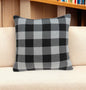 20" Gray Plaid Cotton Throw Pillow