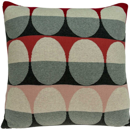 20" X 7" X 20" Transitional Gray And Red Pillow Cover With Poly Insert