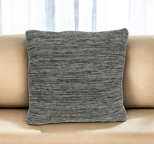 20" Gray Woven Cotton Blend Throw Pillow