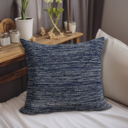 20" Blue Woven Cotton Blend Throw Pillow