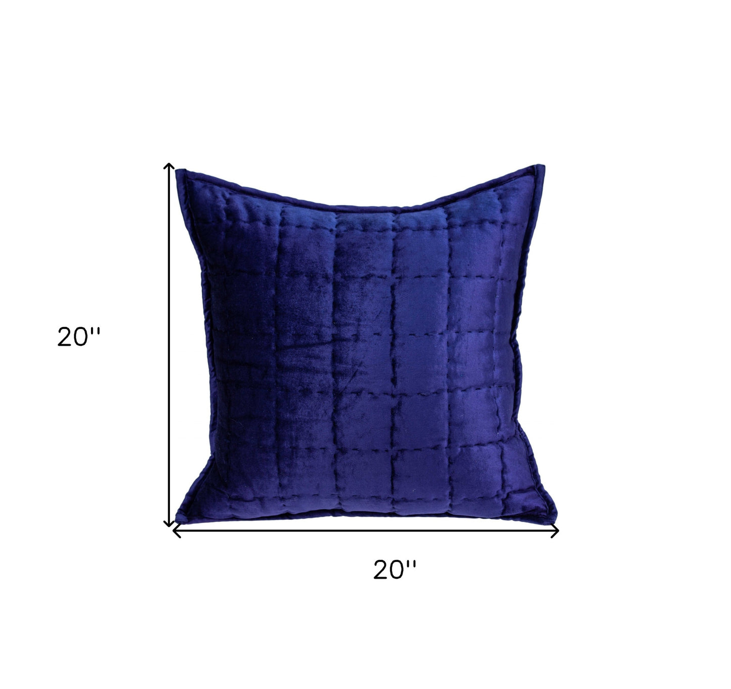 20" X 7" X 20" Transitional Royal Blue Quilted Pillow Cover With Poly Insert