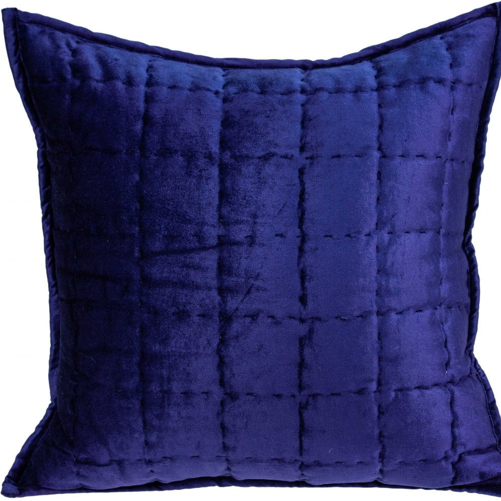 20" X 7" X 20" Transitional Royal Blue Quilted Pillow Cover With Poly Insert