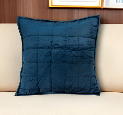 20" X 7" X 20" Transitional Navy Blue Quilted Pillow Cover With Poly Insert