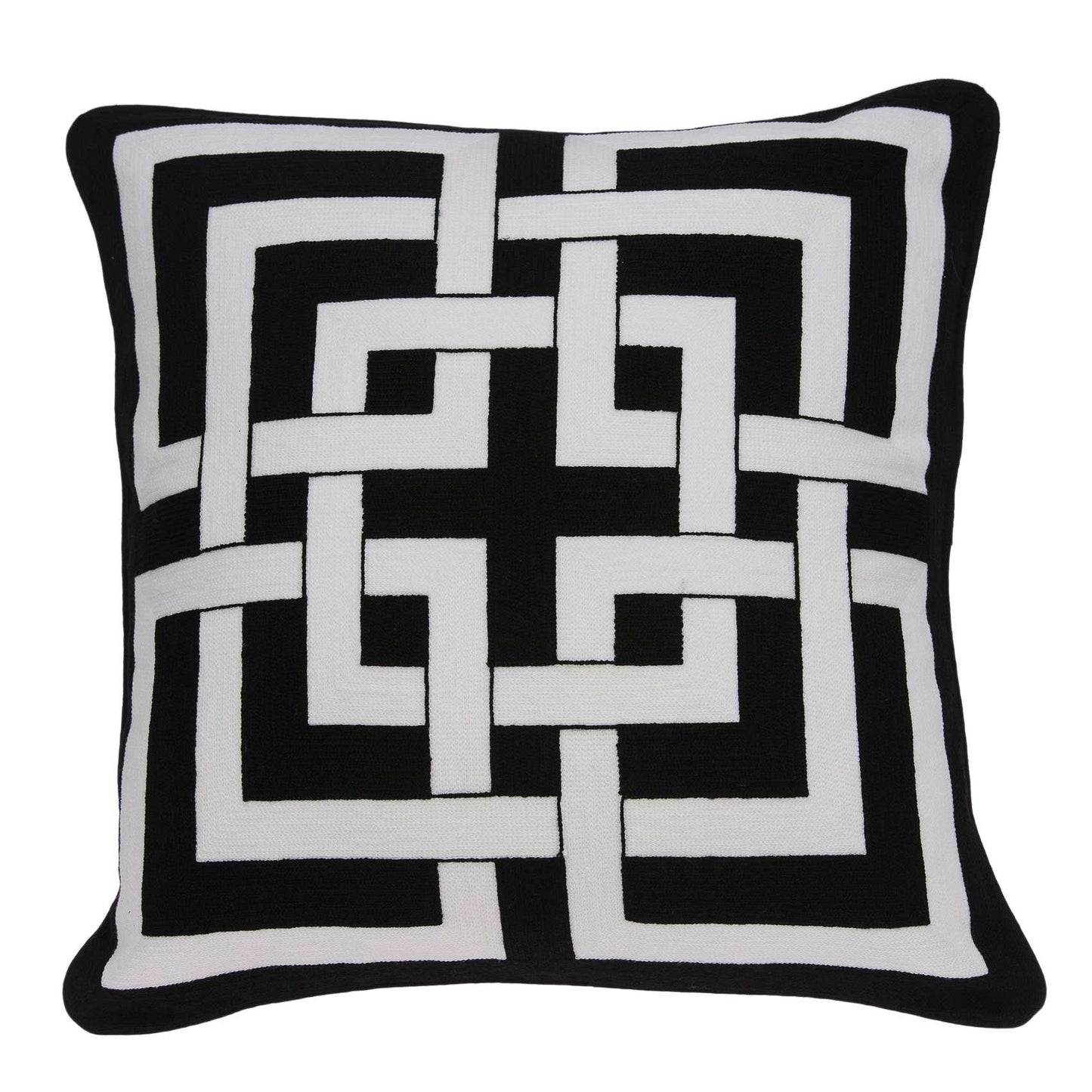 20" X 7" X 20" Transitional Black And White Pillow Cover With Poly Insert