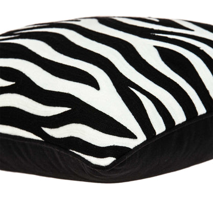 20" X 7" X 20" Transitional Black And White Zebra Pillow Cover With Poly Insert