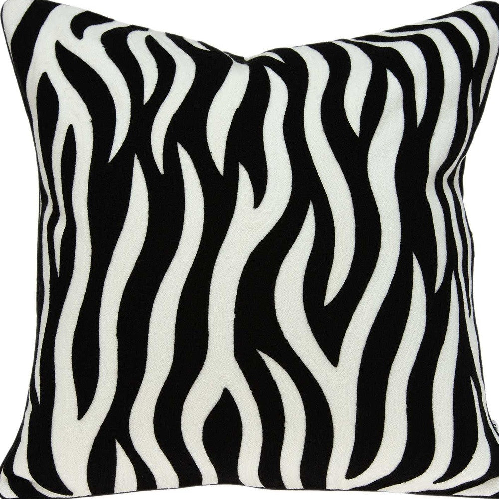 20" X 7" X 20" Transitional Black And White Zebra Pillow Cover With Poly Insert