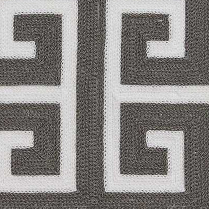 20" Gray and White Greek Key Cotton Throw Pillow