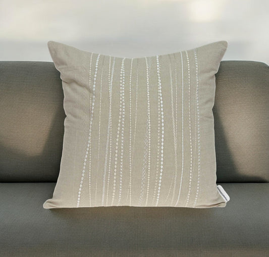 20" Beige Cotton Throw Pillow