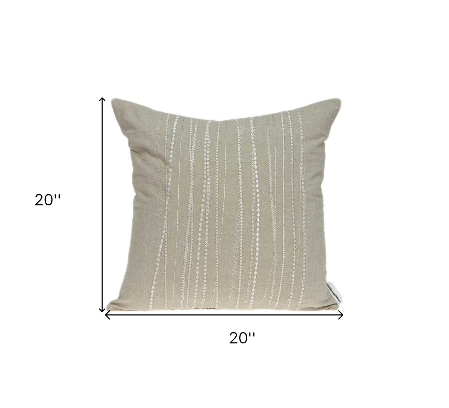 20" Beige Cotton Throw Pillow