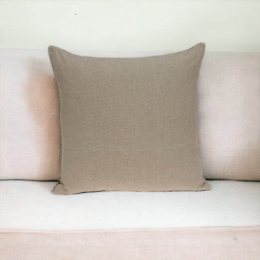 20" Tan Cotton Throw Pillow