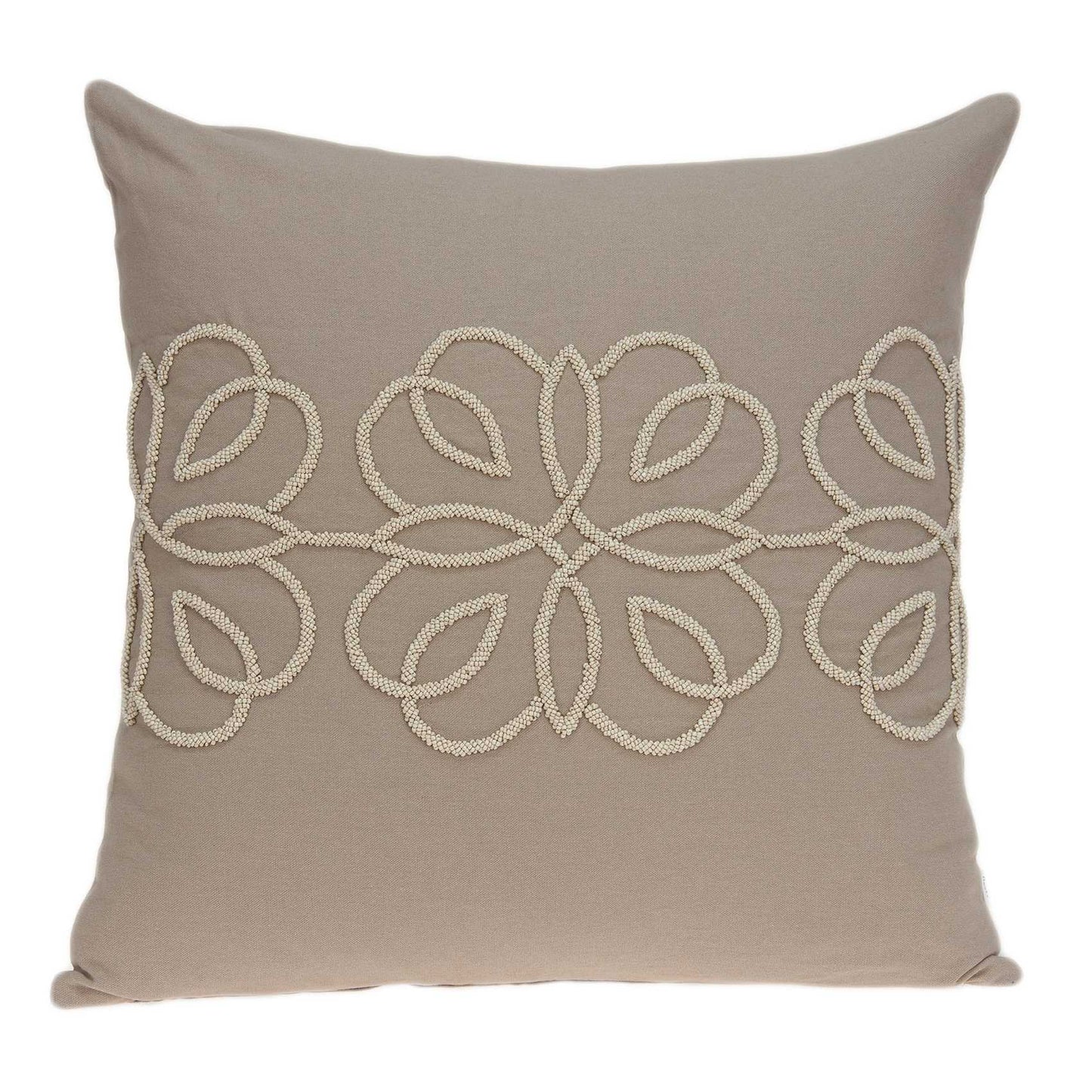 20" X 7" X 20" Stunning Transitional Tan Cotton Pillow Cover With Poly Insert