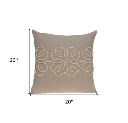 20" X 7" X 20" Stunning Transitional Tan Cotton Pillow Cover With Poly Insert